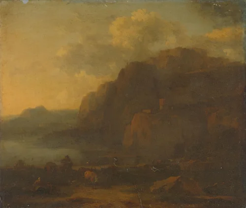 Italian Landscape by Nicolaes Pietersz Berchem, painting, 1650-1683