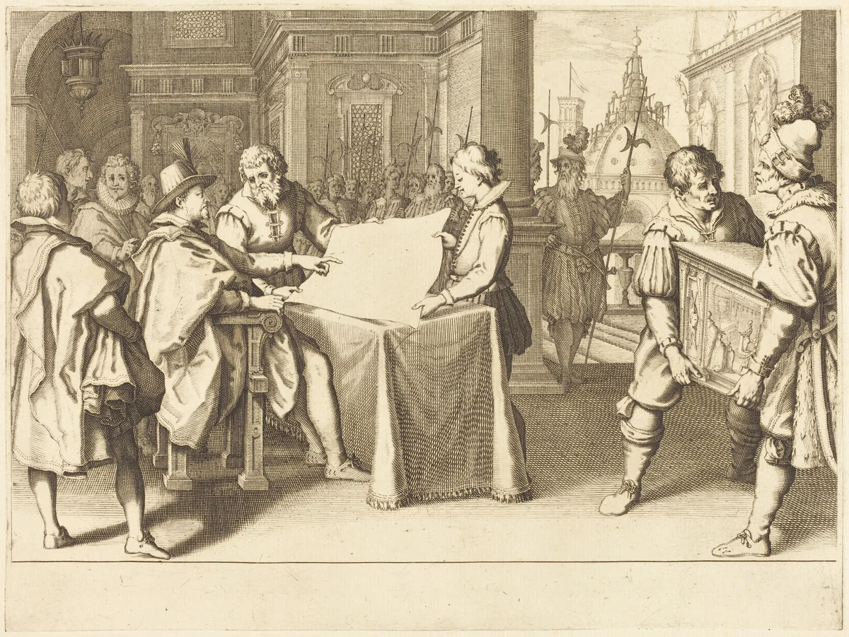 Restoration of the Duomo, Florence by Jacques Callot, print, 1614