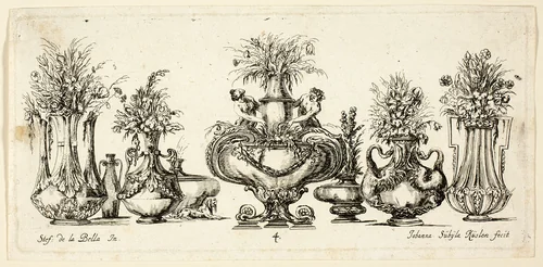 Plate Four from Raccolta di Vasi diversi di Stef. de la Bella Fiorentino by Johanna Sibylla Küsel, print, 1646