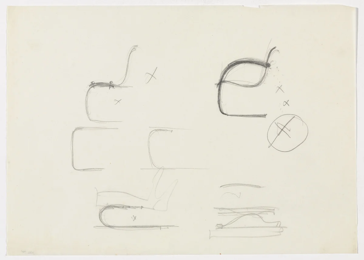 Chair with and without Arms (Elevation sketch) by Ludwig Mies van der Rohe, mies van der rohe archive, 1926