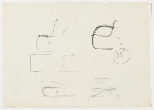 Chair with and without Arms (Elevation sketch) by Ludwig Mies van der Rohe, mies van der rohe archive, 1926