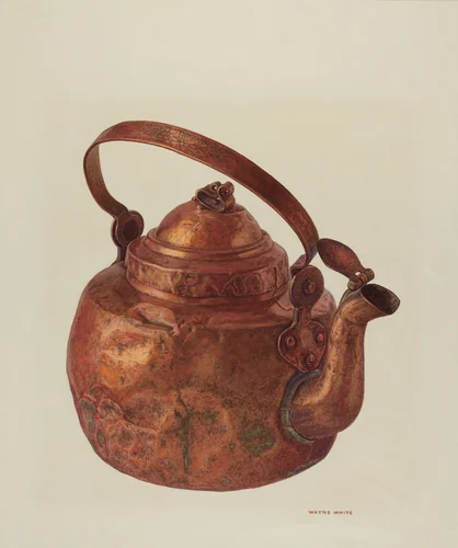 Copper Tea Kettle by Wayne White, index of american design, 1940