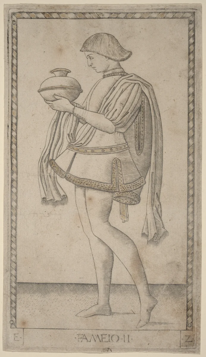 Fameio (Servant) by Master of the E-Series Tarocchi, print, 1465