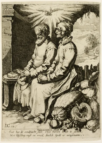 The Pious Old Couple by Jacques de Gheyn III, print, 1585-1629