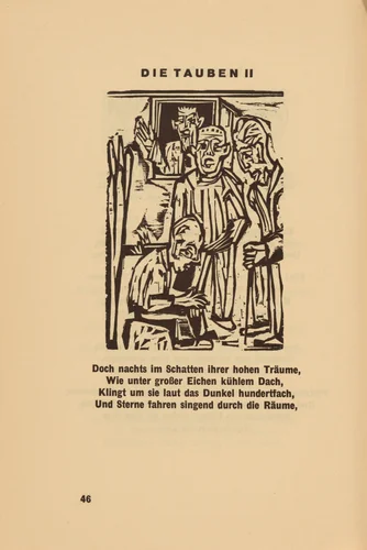 Die Tauben II (The Deaf II) (headpiece, page 46) from Georg Heym: Umbra Vitae (Georg Heym: The Shadow of Life) by Ernst Ludwig Kirchner, volume, 1924