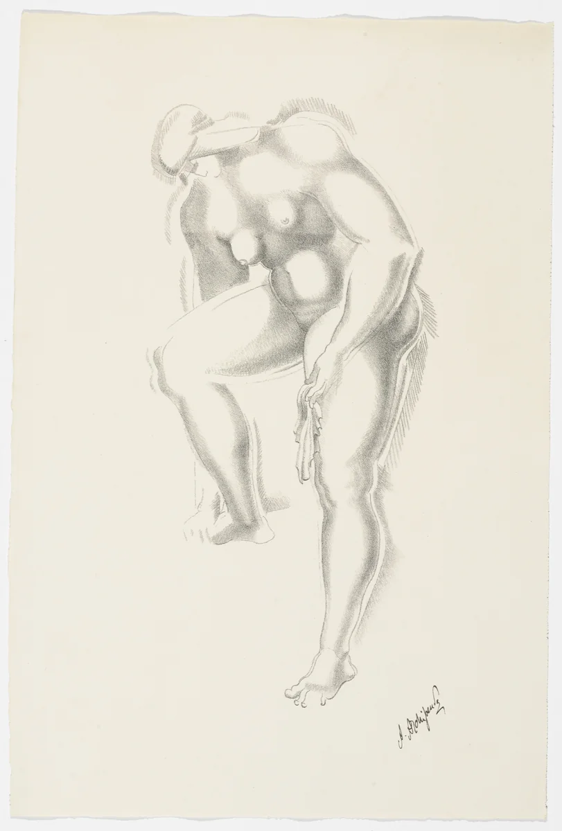 Untitled (Bather) from the portfolio Alexandre Archipenko: Dreizehn Steinzeichnungen by Alexander Archipenko, print, 1921