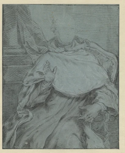 Studie voor het portret van een zittende prelaat by anonymous, drawing, 1700-1749