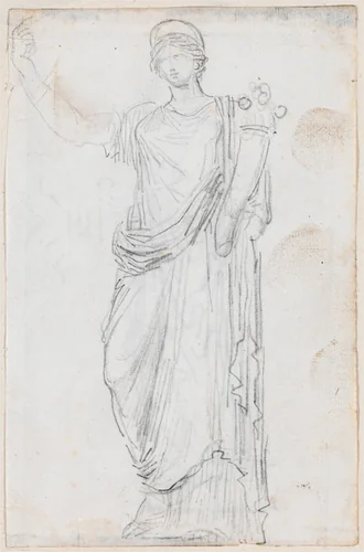 Statue of Abundance [recto] by Hubert Robert, drawing, 1754-1765