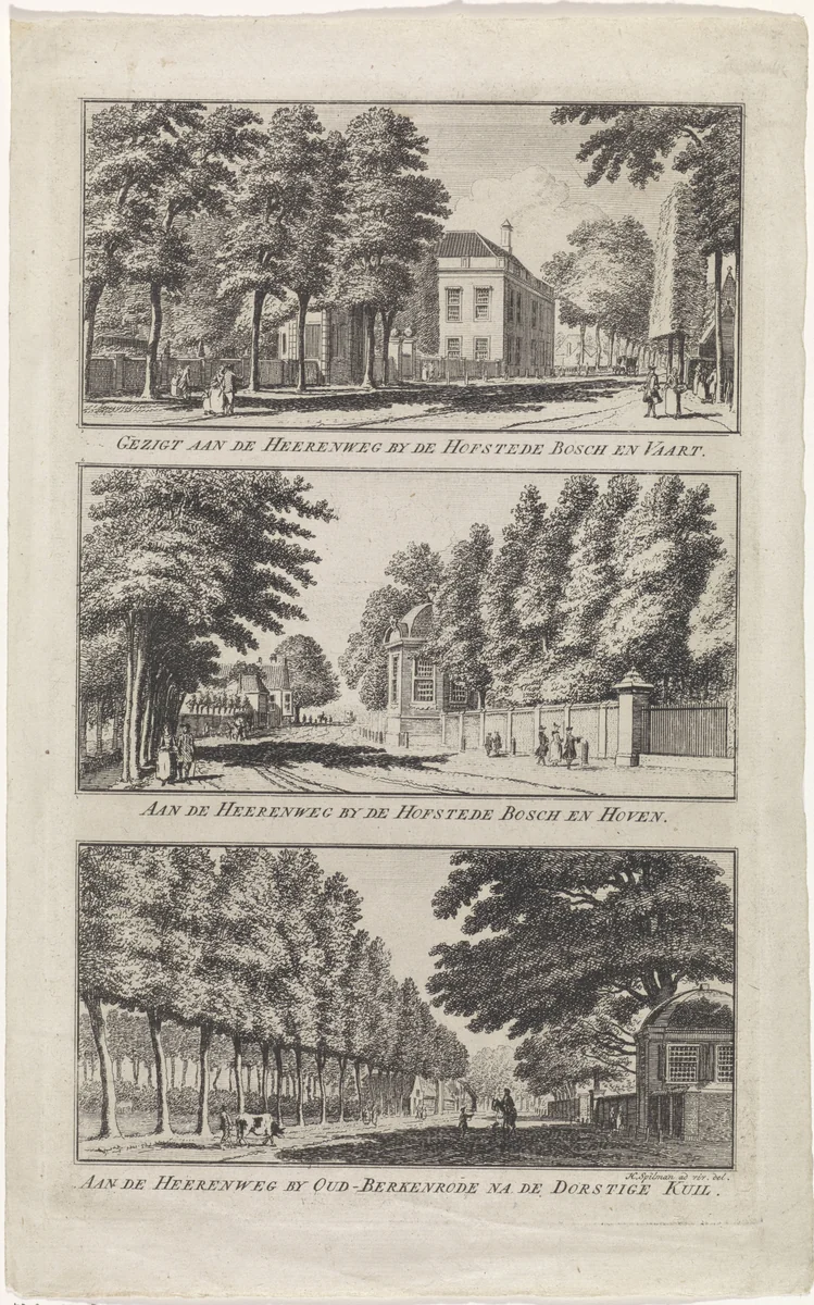 Drie gezichten rond Haarlem B by Hendrik Spilman, print, 1763