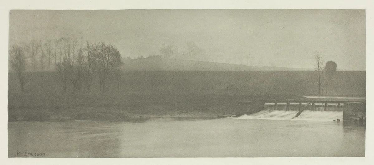A Rainy Day at Flander's Weir by Peter Henry Emerson, print, 1880-1888