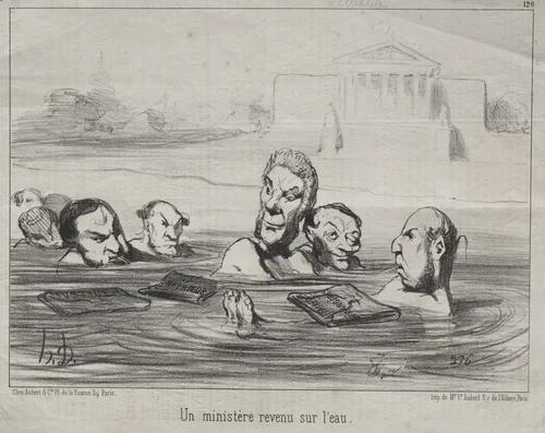 A minister back in the water by Honoré Daumier, print, 1851