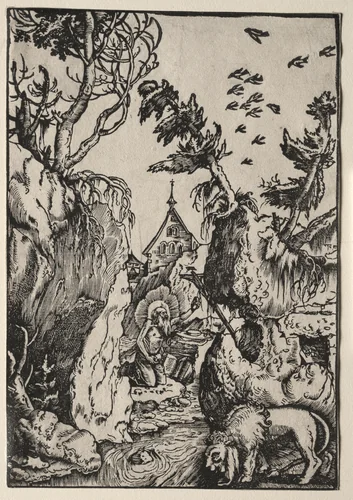 St. Jerome in the Wilderness by Hans Baldung, print, 1506-1516
