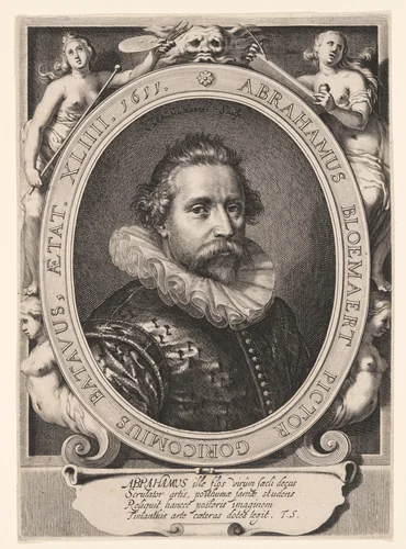 Portrait of Abraham Bloemaert by Willem Isaacsz. van Swanenburgh, print, 1611