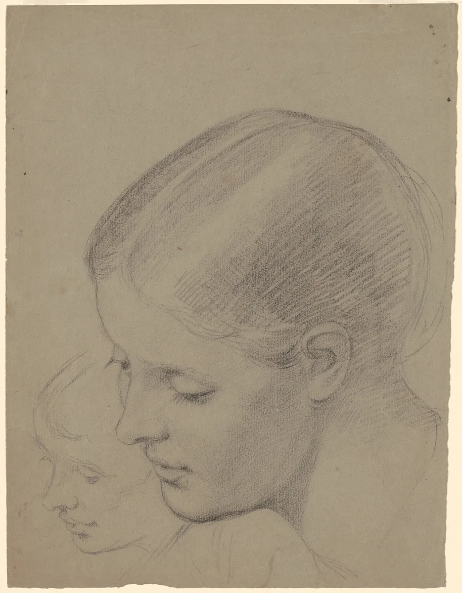 Studies of a Female Head [recto] by Enoch Wood Perry, Jr., drawing, 1850-1870