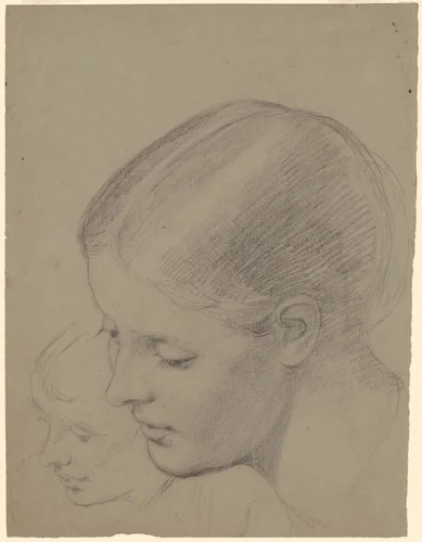 Studies of a Female Head [recto] by Enoch Wood Perry, Jr., drawing, 1850-1870