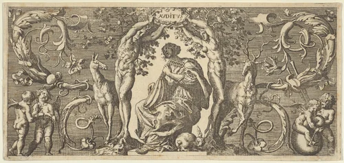 Hearing (Auditus), from "Quinque Sensuum" by Franz Cleyn, print, 1650-1660