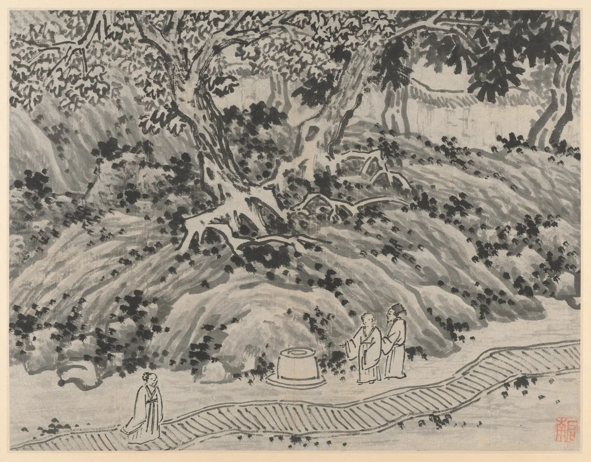 The Fool's Spring, from Twelve Views of Tiger Hill, Suzhou by Shen Zhou (沈周), painting, 1491-1509