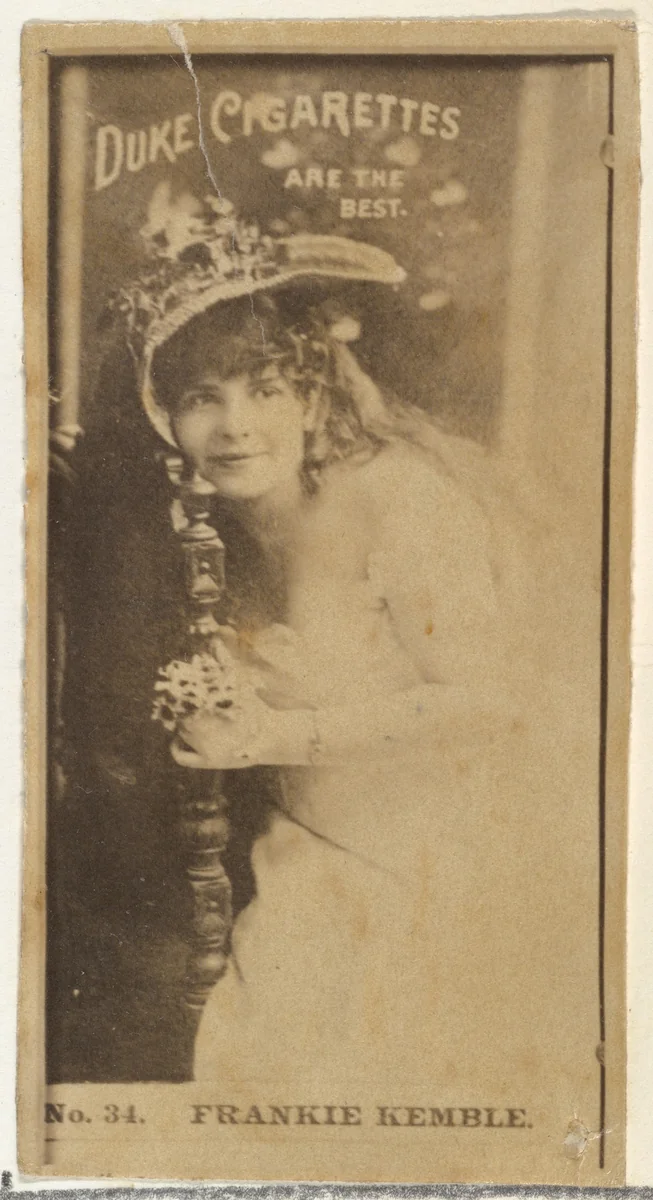 Card Number 34, Frankie Kemble, from the Actors and Actresses series (N145-6) issued by Duke Sons & Co. to promote Duke Cigarettes by W. Duke, Sons & Co., photograph, 1880-1889