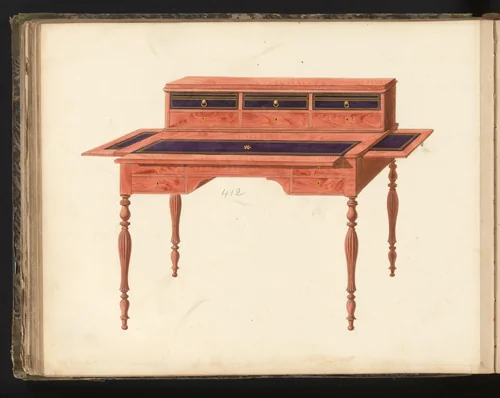 Ontwerp voor een bureau by anonymous, drawing, 1825-1839