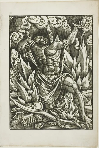 The Labors of Hercules: Hercules on the Pyre by Gabriel Salmon, print, 1523-1533