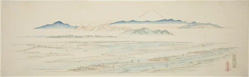 Village of Tamagawa (Tamagawa no sato), from an untitled series of famous views of the Edo suburbs by Utagawa Hiroshige (歌川広重), print, 1834-1845