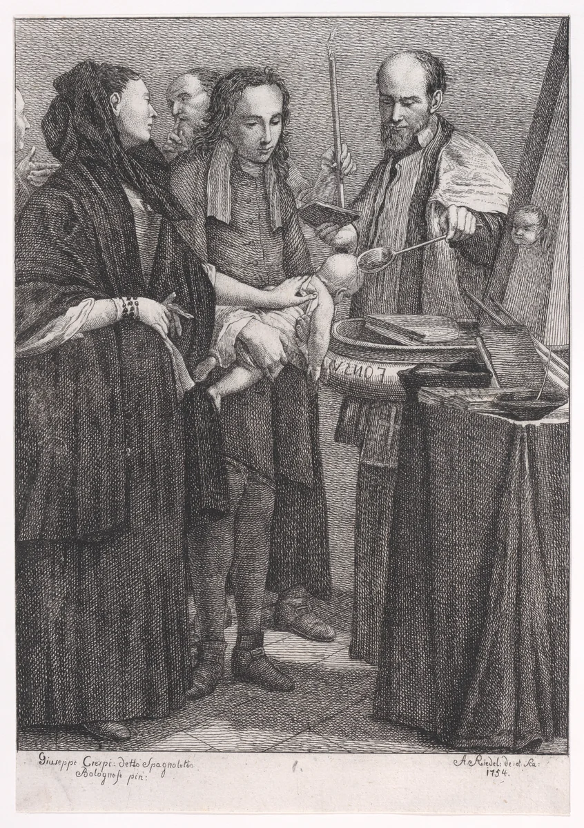 Baptism, from "The Seven Sacraments" by Johann Anton Riedel, print, 1754