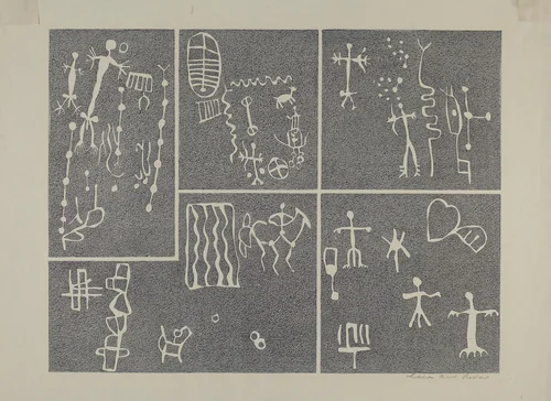 Petroglyph by Lala Eve Rivol, index of american design, 1935-1942