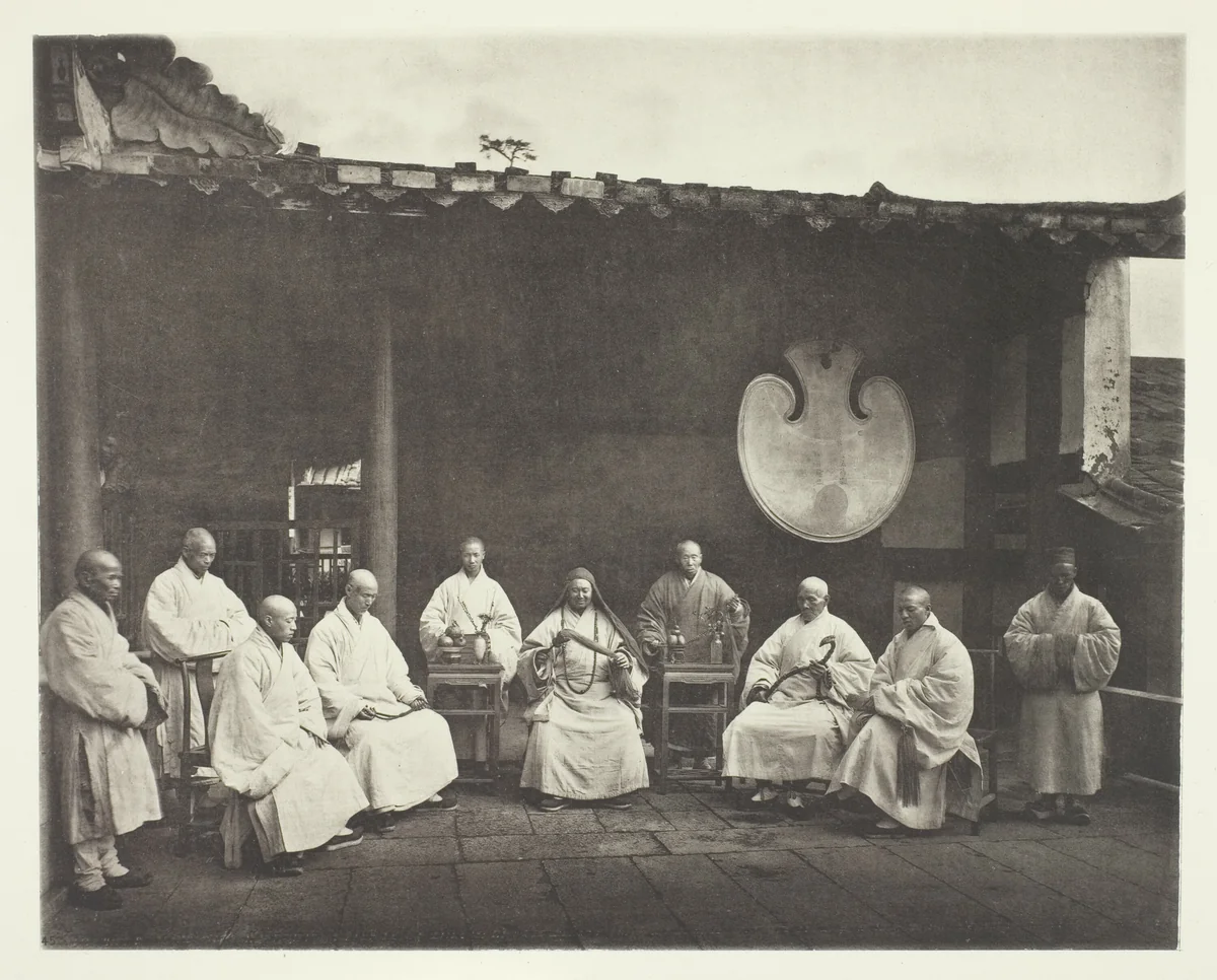 The Abbot and Monks of Kushan by John Thomson, photograph, 1863-1873