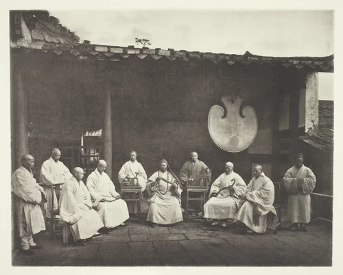 The Abbot and Monks of Kushan by John Thomson, photograph, 1863-1873