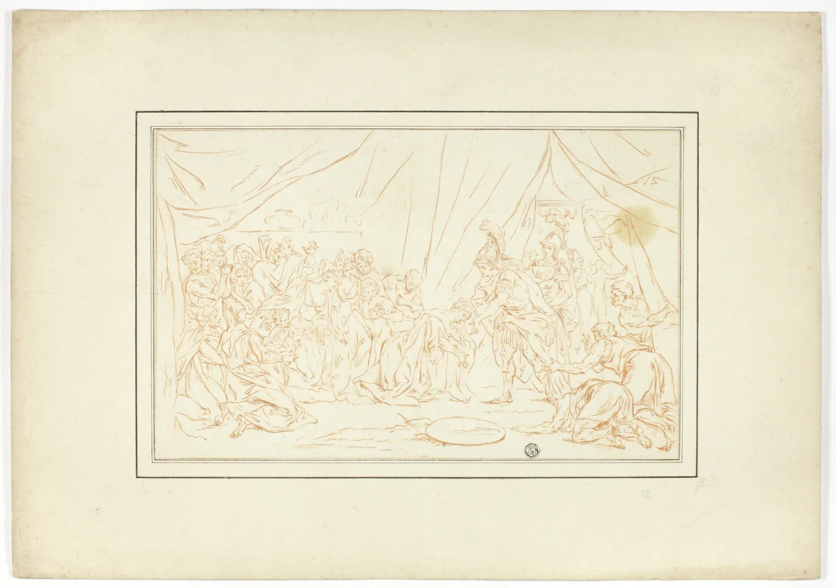 Alexander and the Family of Darius by Charles Le Brun, drawing, 1700-1799