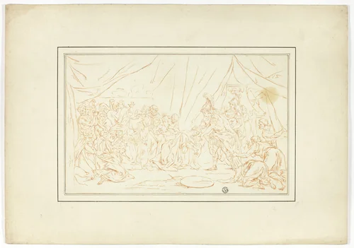 Alexander and the Family of Darius by Charles Le Brun, drawing, 1700-1799