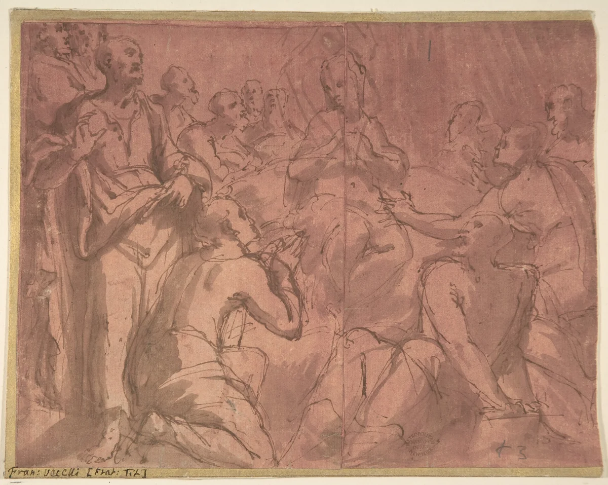 Adoration of the Virgin by anonymous, drawing, 1500-1600