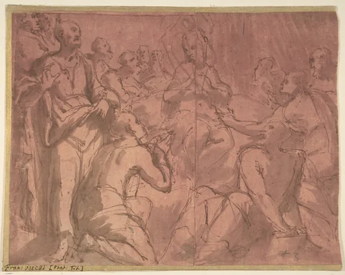 Adoration of the Virgin by anonymous, drawing, 1500-1600