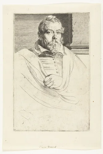 Portret van Frans Francken I by Anthony van Dyck, print, 1630-1646