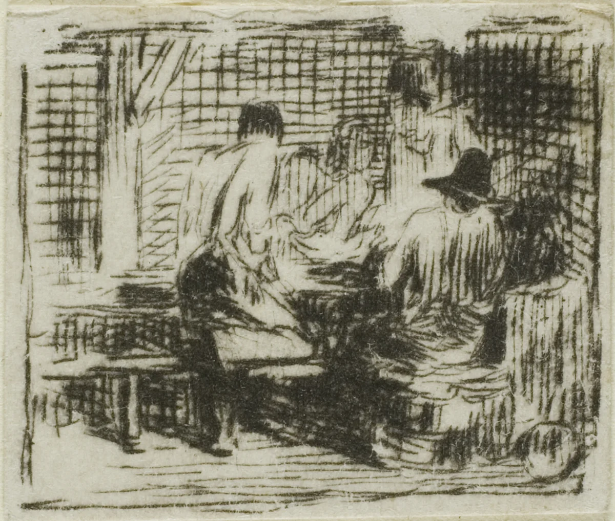 Drinkers by Charles-Émile Jacque, print, 1833-1894