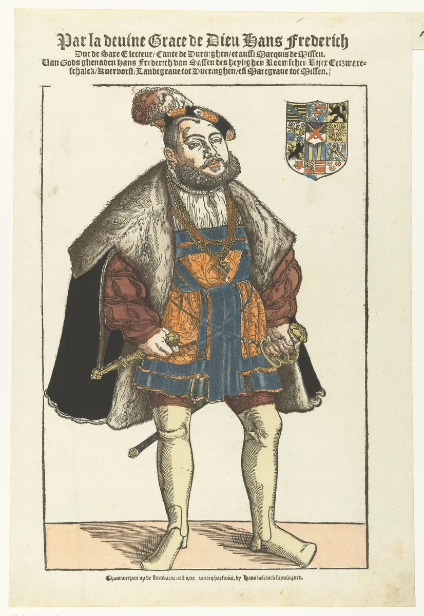 Portret van Johan Frederik van Saksen by Hans Liefrinck, print, 1539-1554