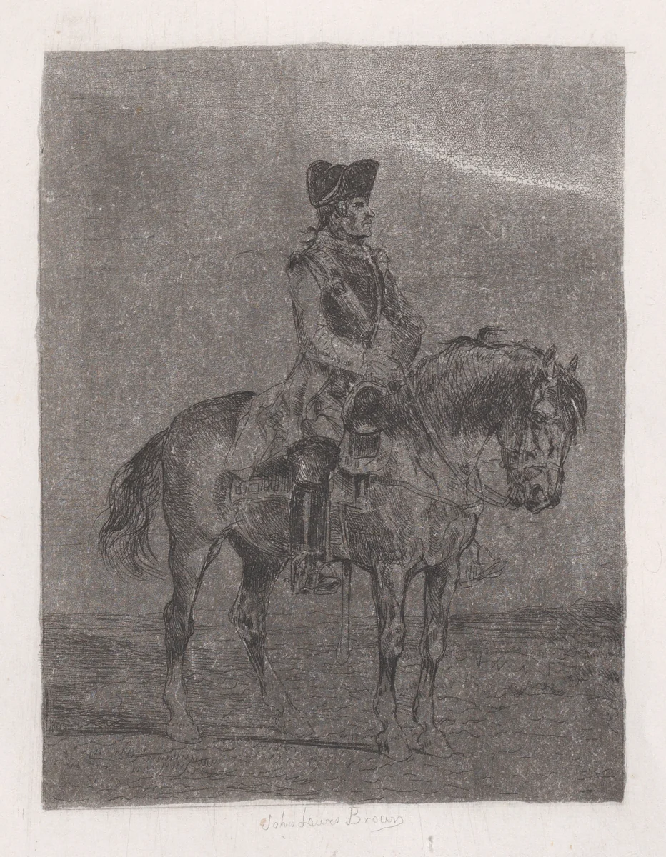 Mounted soldier by John Lewis Brown, print, 1847-1890