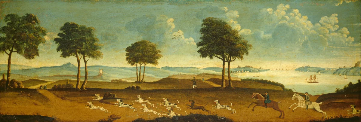 Hunting Scene with a Harbor by American 18th Century, painting, 1700-1799