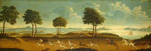 Hunting Scene with a Harbor by American 18th Century, painting, 1700-1799