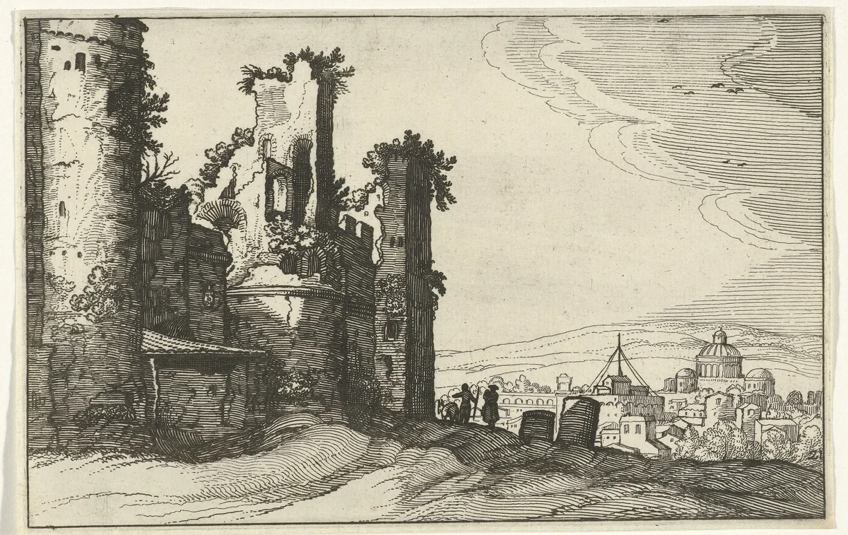 Gezicht op Rome vanaf Monte Pincio by anonymous, print, 1618