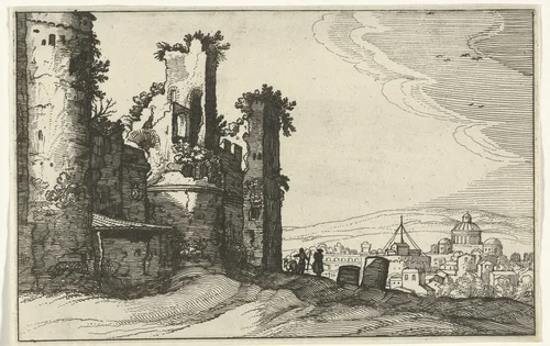 Gezicht op Rome vanaf Monte Pincio by anonymous, print, 1618