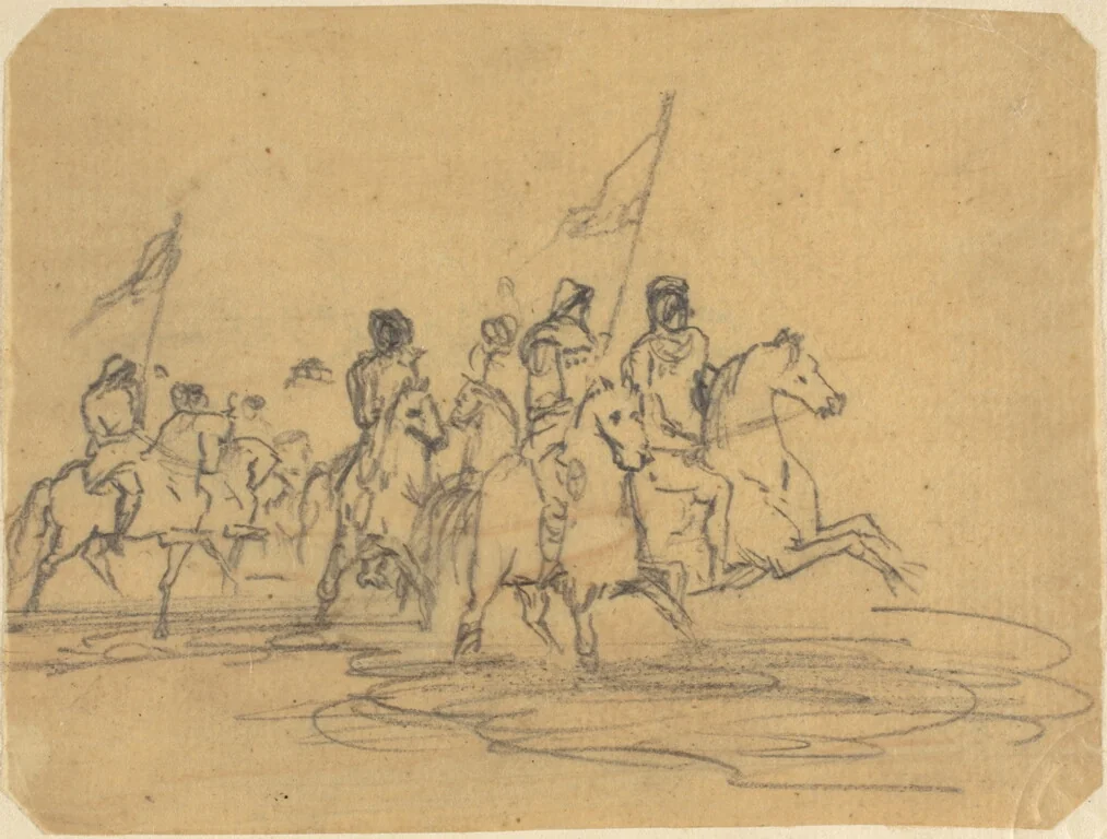 Sketch for Redon's first etching, The Ford (M. 2) by Odilon Redon, drawing, 1865