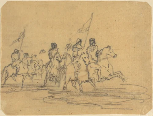 Sketch for Redon's first etching, The Ford (M. 2) by Odilon Redon, drawing, 1865