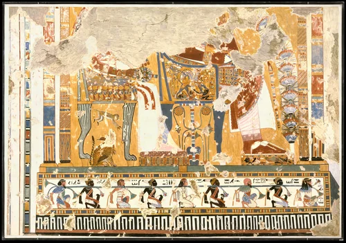 Amenhotep III and Queen Tiye Enthroned Beneath a Kiosk, Tomb of Anen by Nina de Garis Davies, artwork, -1390--1352