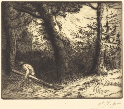 Edge of a Forest in Bourgogne (Un coin de foret en Bourgogne) by Alphonse Legros, print, 1837-1911