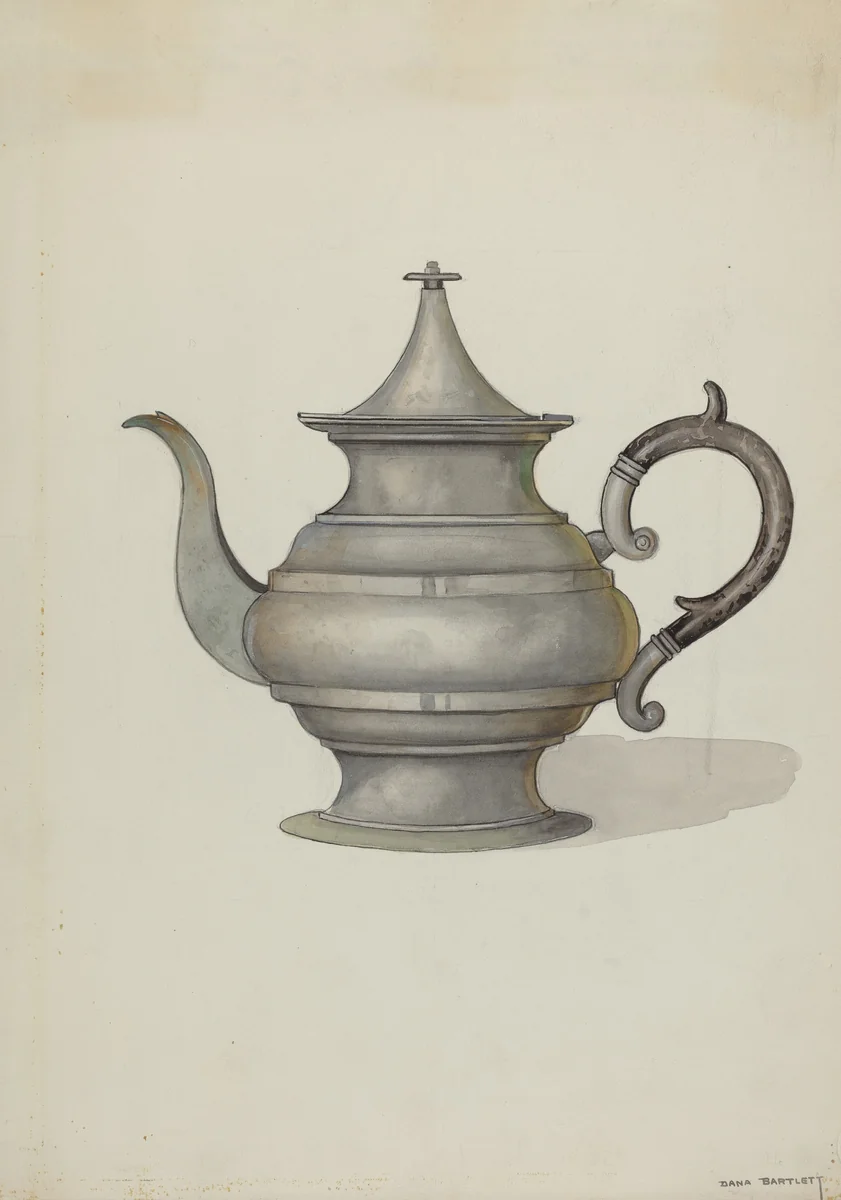 Pewter Teapot by Dana Bartlett, index of american design, 1937