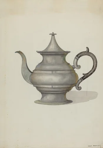 Pewter Teapot by Dana Bartlett, index of american design, 1937