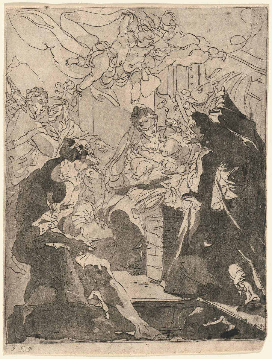 Adoration of the Shepherds by Gaetano Gandolfi, print, 1780-1789