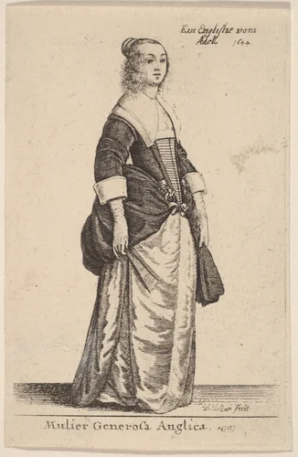 Mulier Generosa Anglica by Wenceslaus Hollar, print, 1644