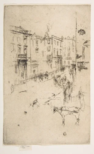 Alderney Street, from "Gazette des Beaux-Arts," 1881 by James McNeill Whistler, print, 1880-1881